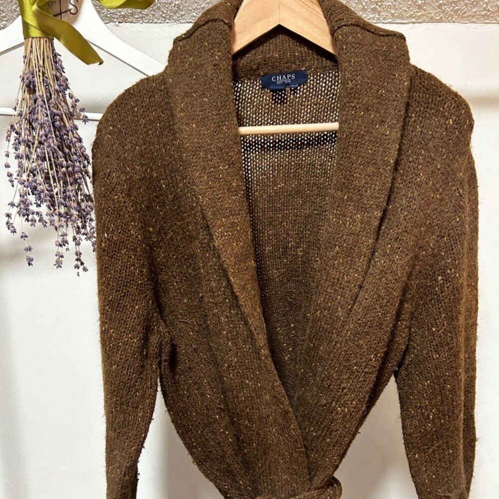 Alpaca/ wool brown cozy wrap sweater